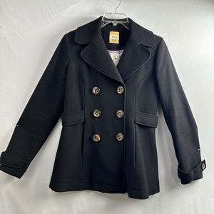 Fossil Coat Womens Small Pea Coat Black Double Breasted Jacket
